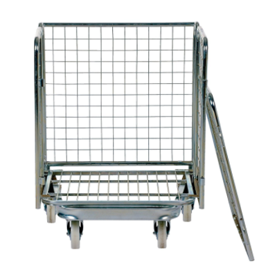 Rolling Wire Cage Cart - 4 Sides - Folds Up Easily for Storage